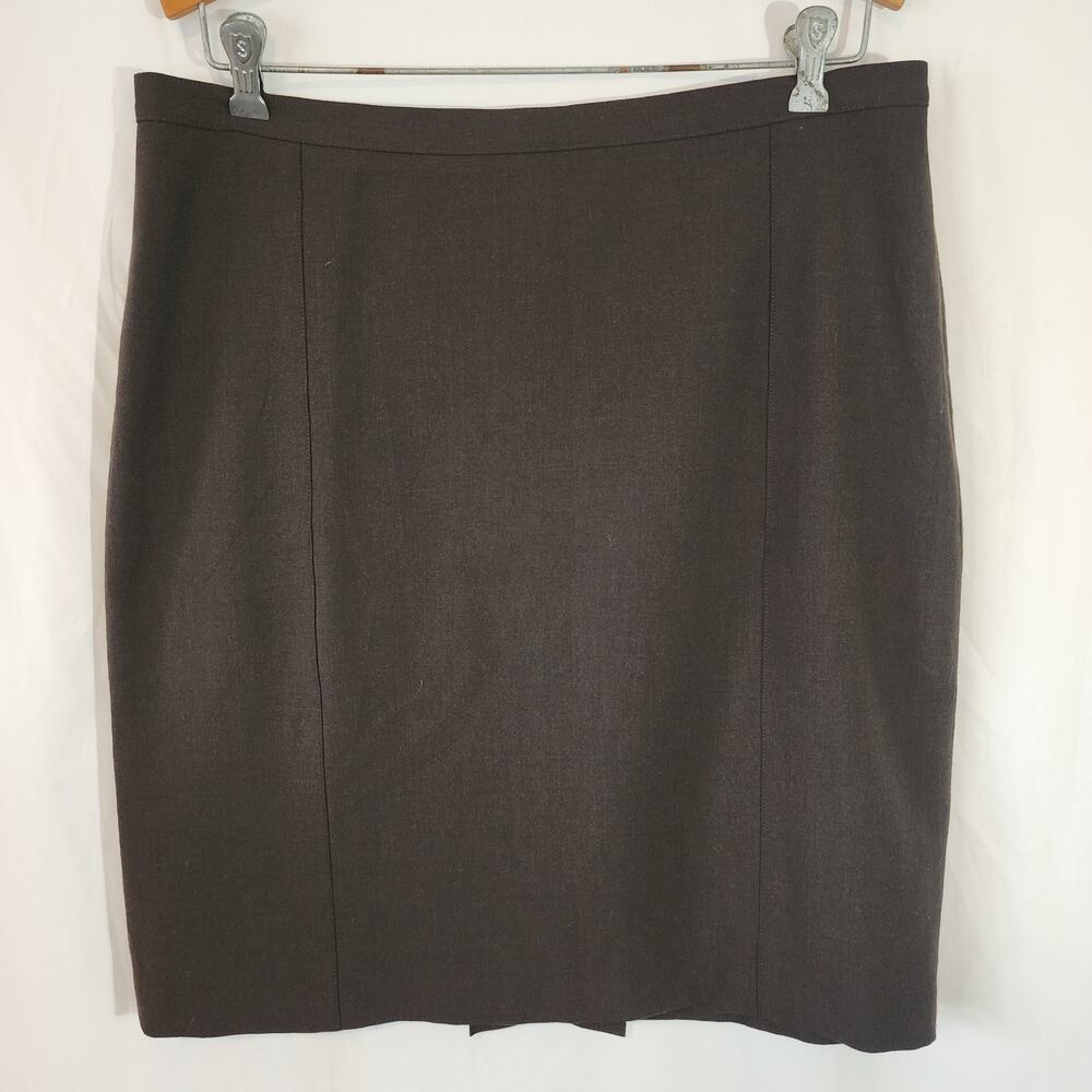 The Limited Stretch Dark Brown Knee Length Pencil Work Business Skirt Size 14